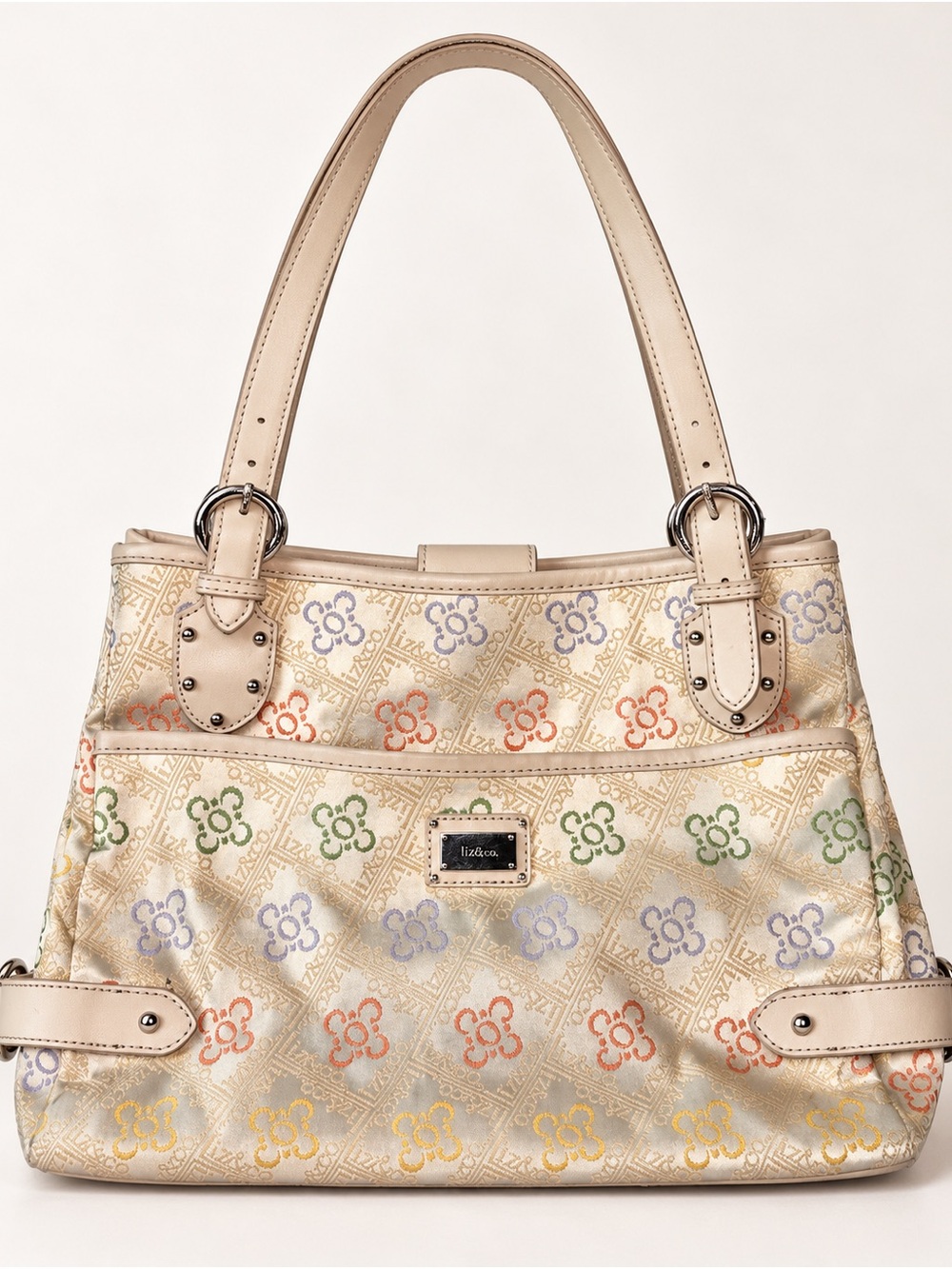 Y2k Liz & Co Cream Multicolor Floral Jacquard Shoulder Bag